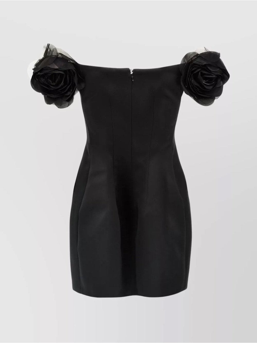 ELISABETTA FRANCHI DUCHESS OFF-SHOULDER FITTED MINI DRESS